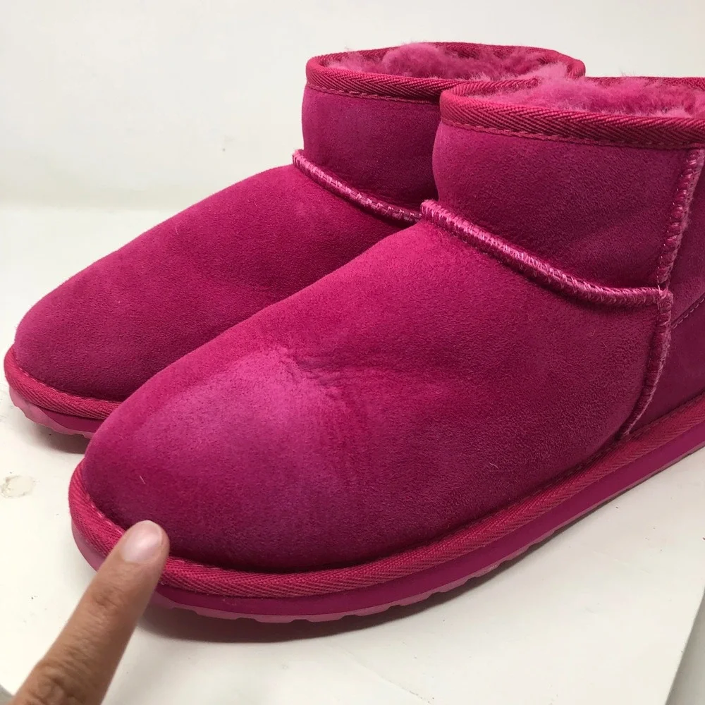 EMU Australia Stinger Micro Boots Womens Size 9 Pink Sheepskin Cozy Comfort